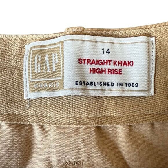 GAP Pants High Rise Straight Khakis Mojave Tan 14 - Picture 7 of 8